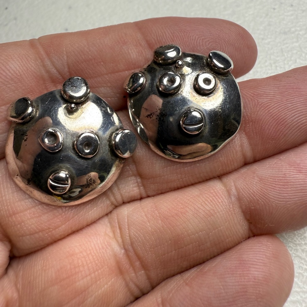 Handcrafted Sterling Silver 925 Kachina Doll Faces Stud Earrings One of a Kind
